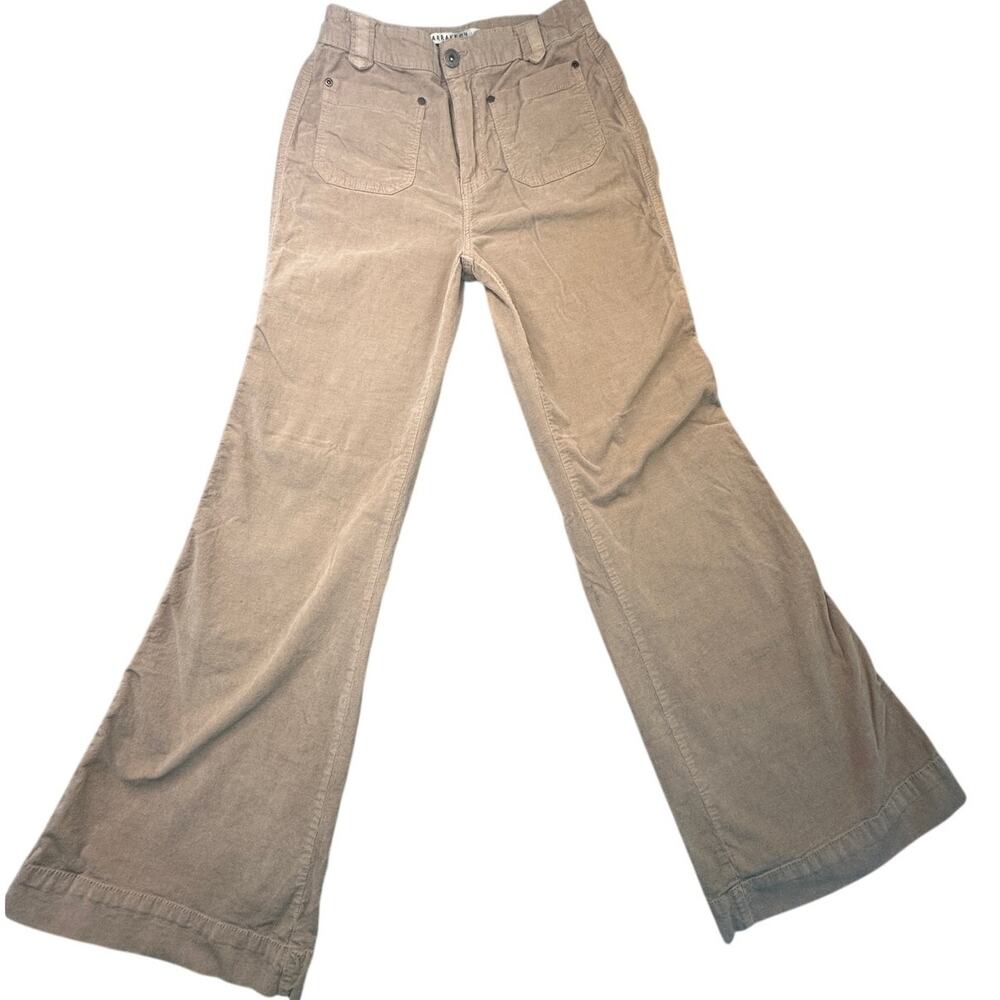 MARRAKECH Fine Corduroy Wide Flare Leg Utility Tan Cargo Pants